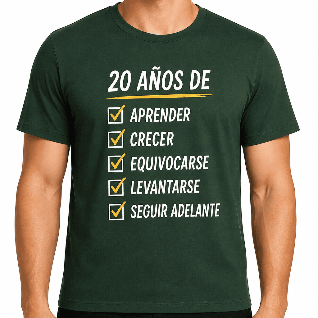 Camiseta para 20 años – 20 años de aprender crecer equivocarse levantarse seguir adelante
