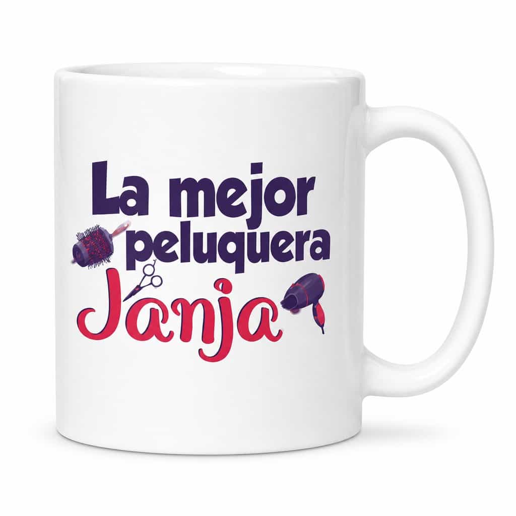 Taza divertida mejor peluquera con nombre personalizado