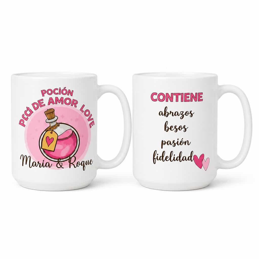 Taza divertida Poción de amor con nombre personalizado