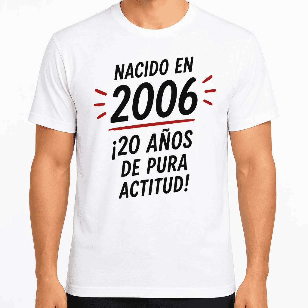 Camiseta para 20 aƱos ā Nacido en 2006 Ā”20 aƱos de pura actitud!