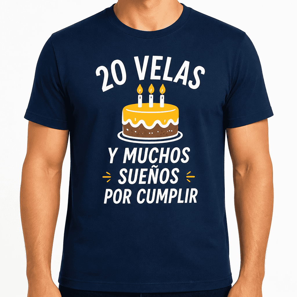Camiseta para 20 aƱos ā 20 velas y muchos sueƱos por cumplir