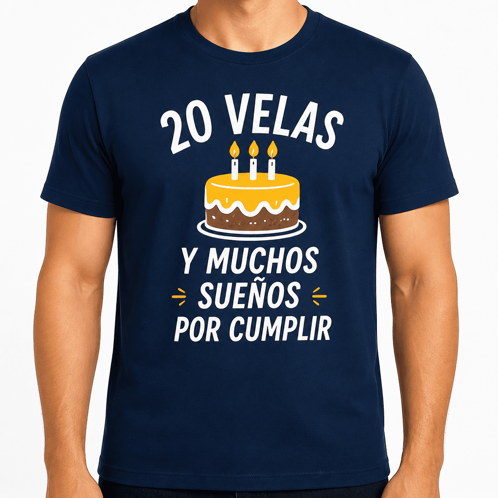 Camiseta para 20 años – 20 velas y muchos sueños por cumplir