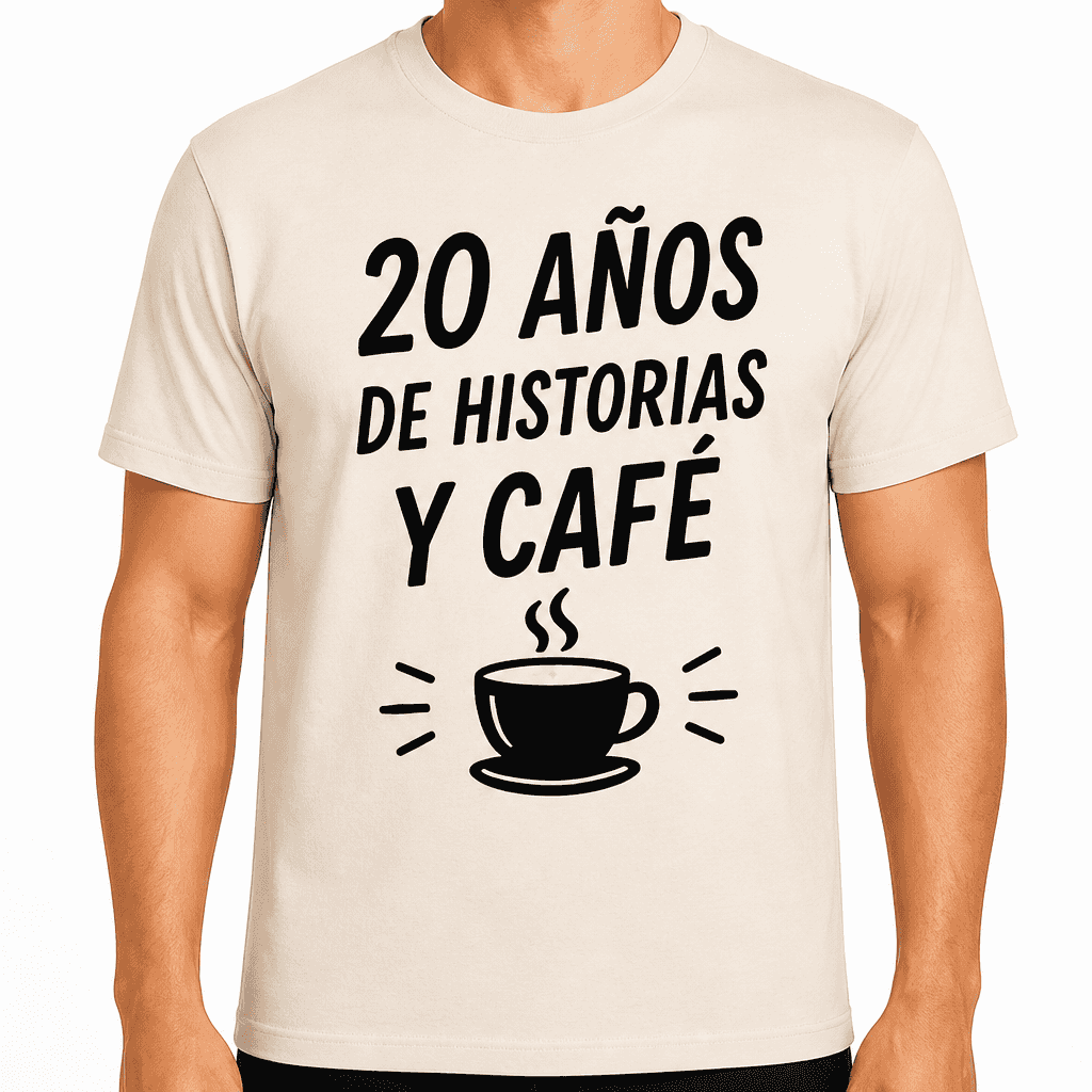 Camiseta para 20 aƱos ā 20 aƱos de historias y cafĆ©