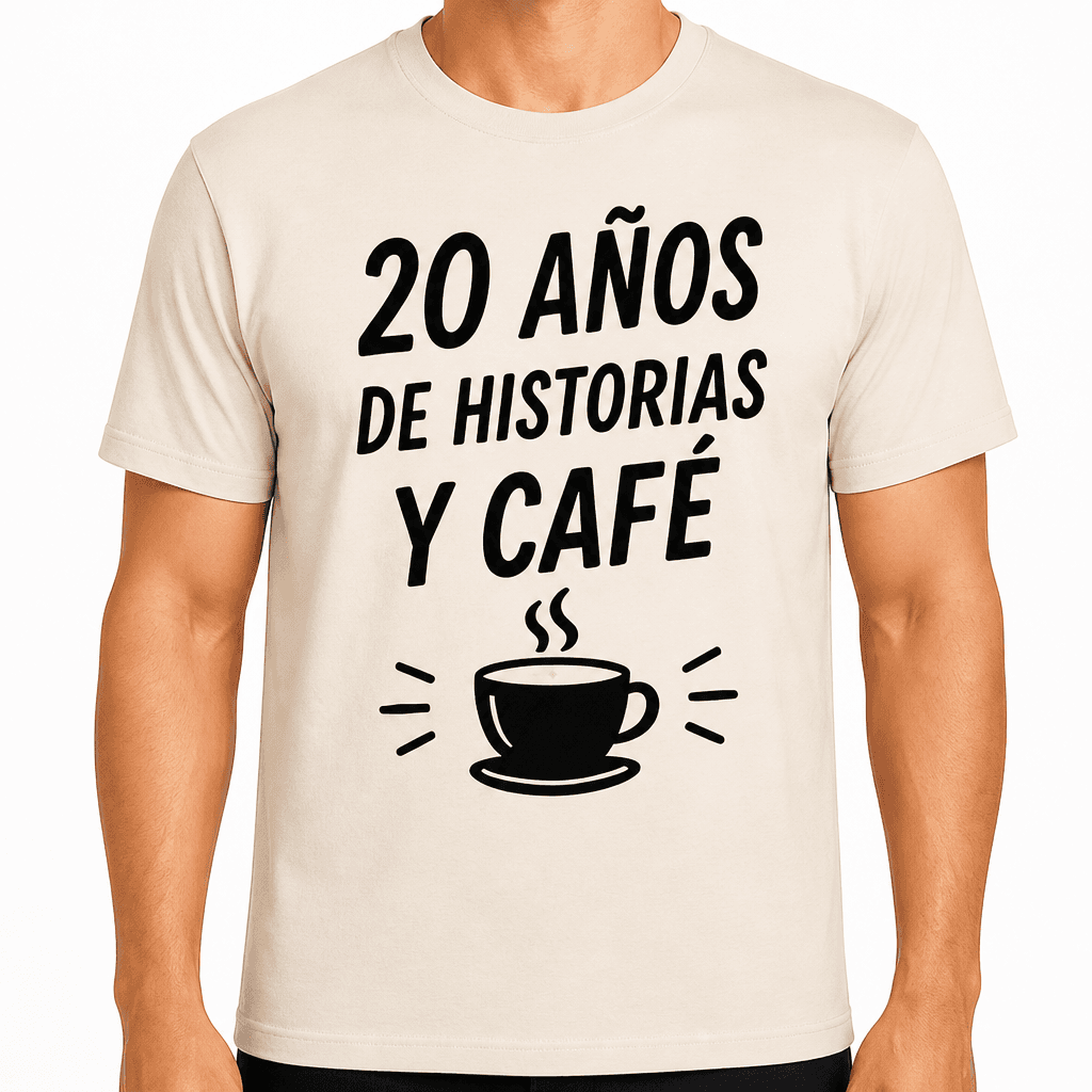 Camiseta para 20 años – 20 años de historias y café