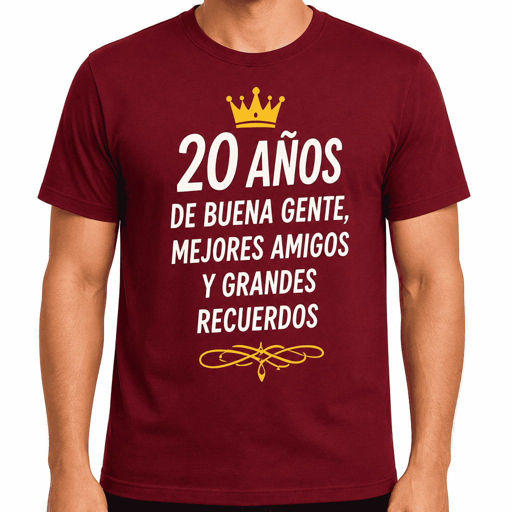 Camiseta para 20 aƱos ā 20 aƱos de buena gente, mejores amigos y grandes recuerdos