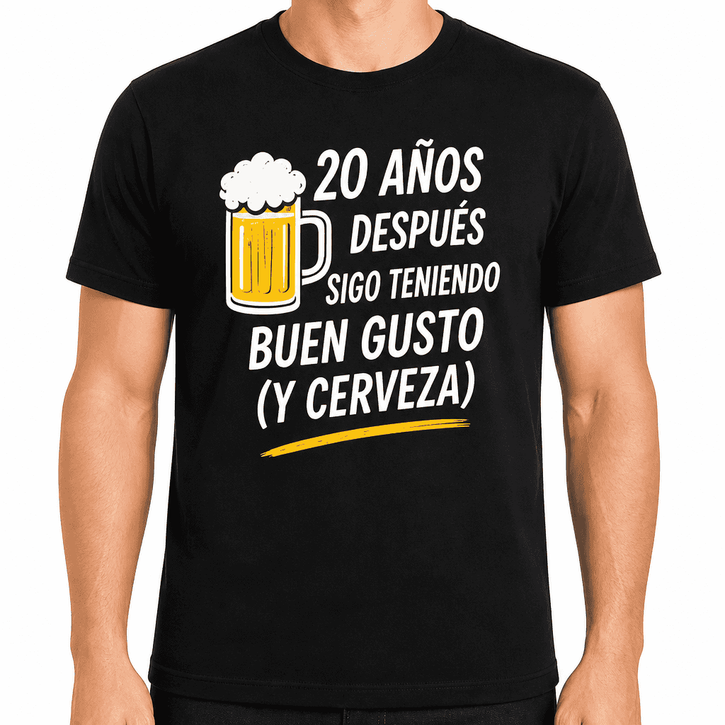 Camiseta para 20 aƱos ā 20 aƱos despuĆ©s sigo teniendo buen gusto (y cerveza)