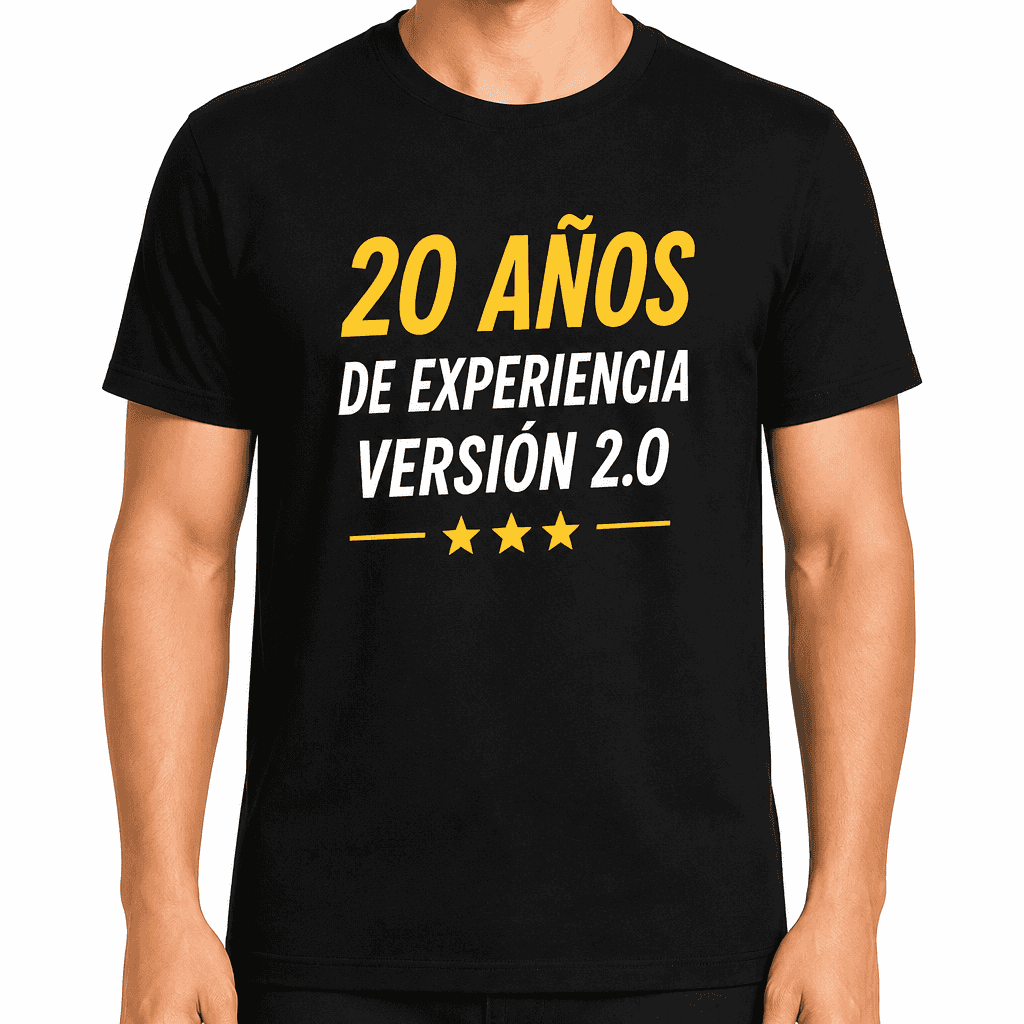 Camiseta para 20 aƱos ā 20 aƱos de experiencia versión 2.0