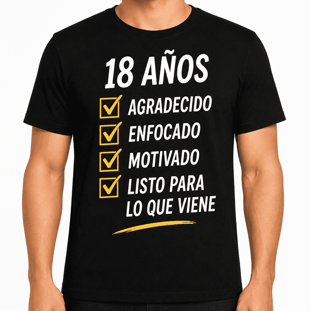 Camiseta para 18 aƱos ā 18 aƱos agradecido enfocado motivado listo para lo que viene