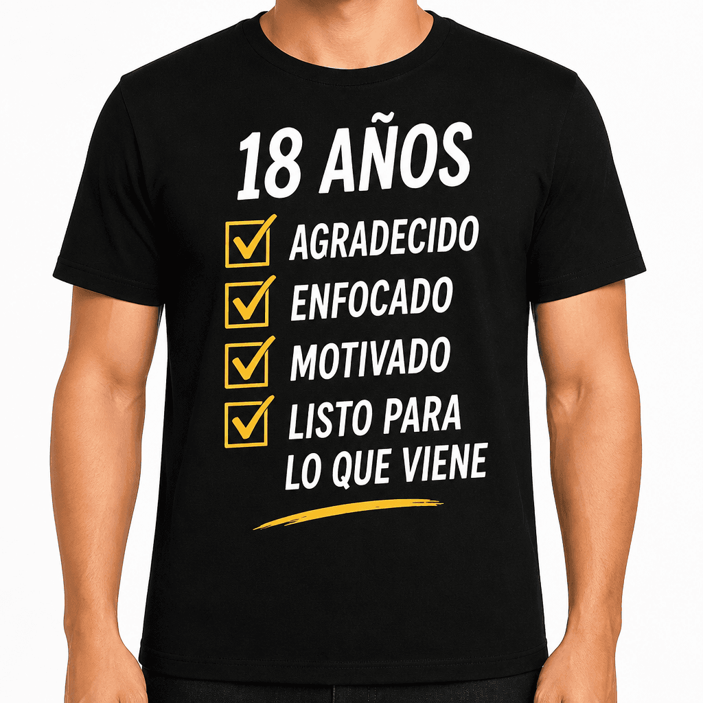 Camiseta para 18 años – 18 años agradecido enfocado motivado listo para lo que viene