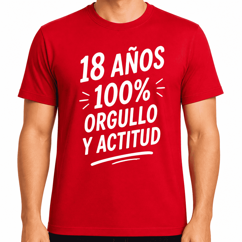 Camiseta para 18 aƱos ā 18 aƱos 100% orgullo y actitud
