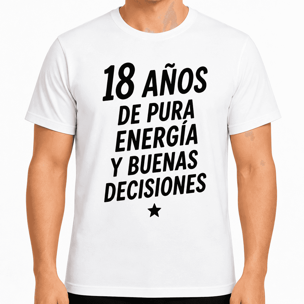 Camiseta para 18 aƱos ā 18 aƱos de pura energĆa y buenas decisiones