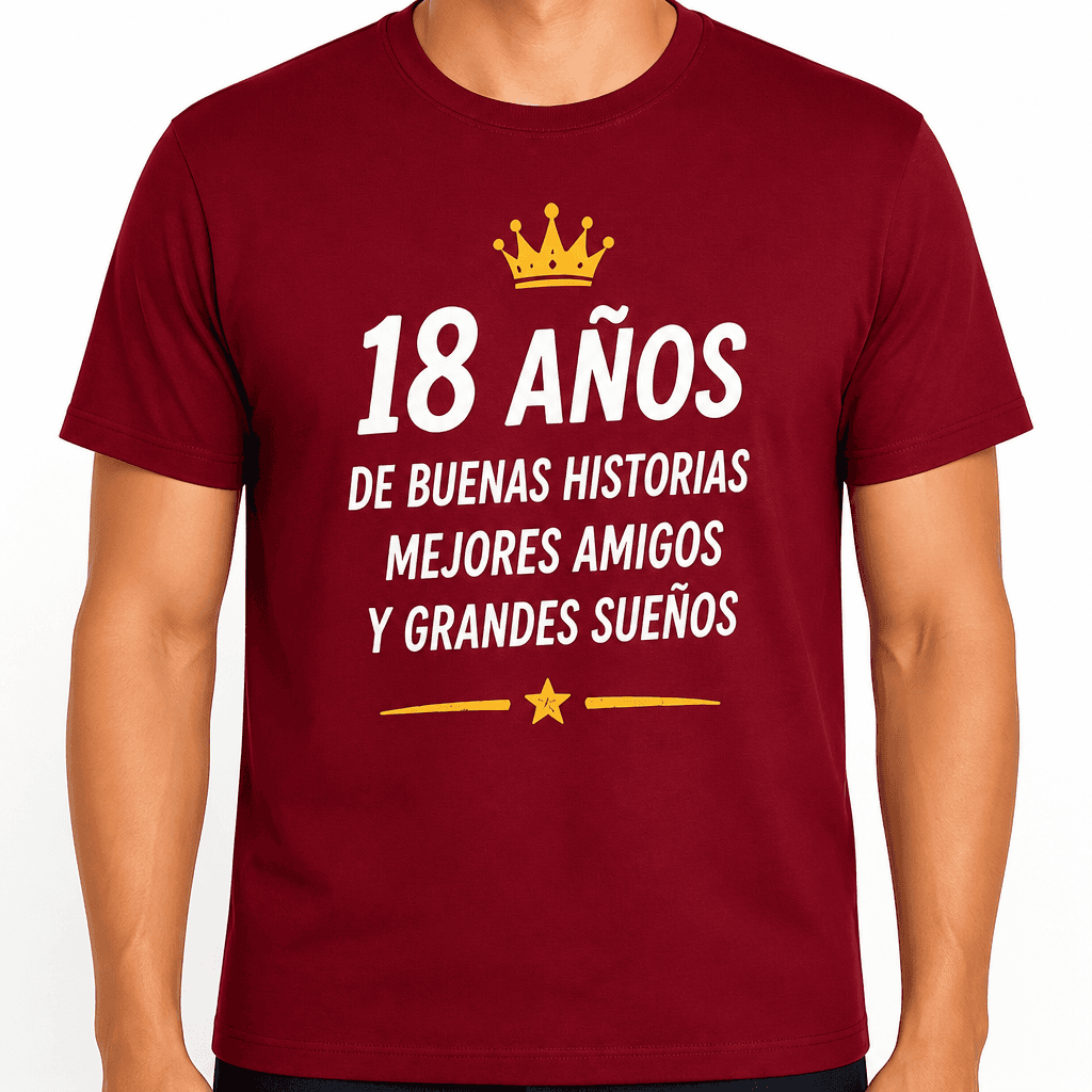 Camiseta para 18 años – 18 años de buenas historias mejores amigos y grandes sueños