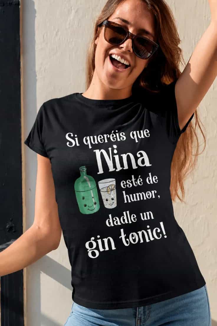 Camiseta divertida Gin tonic con nombre personalizado