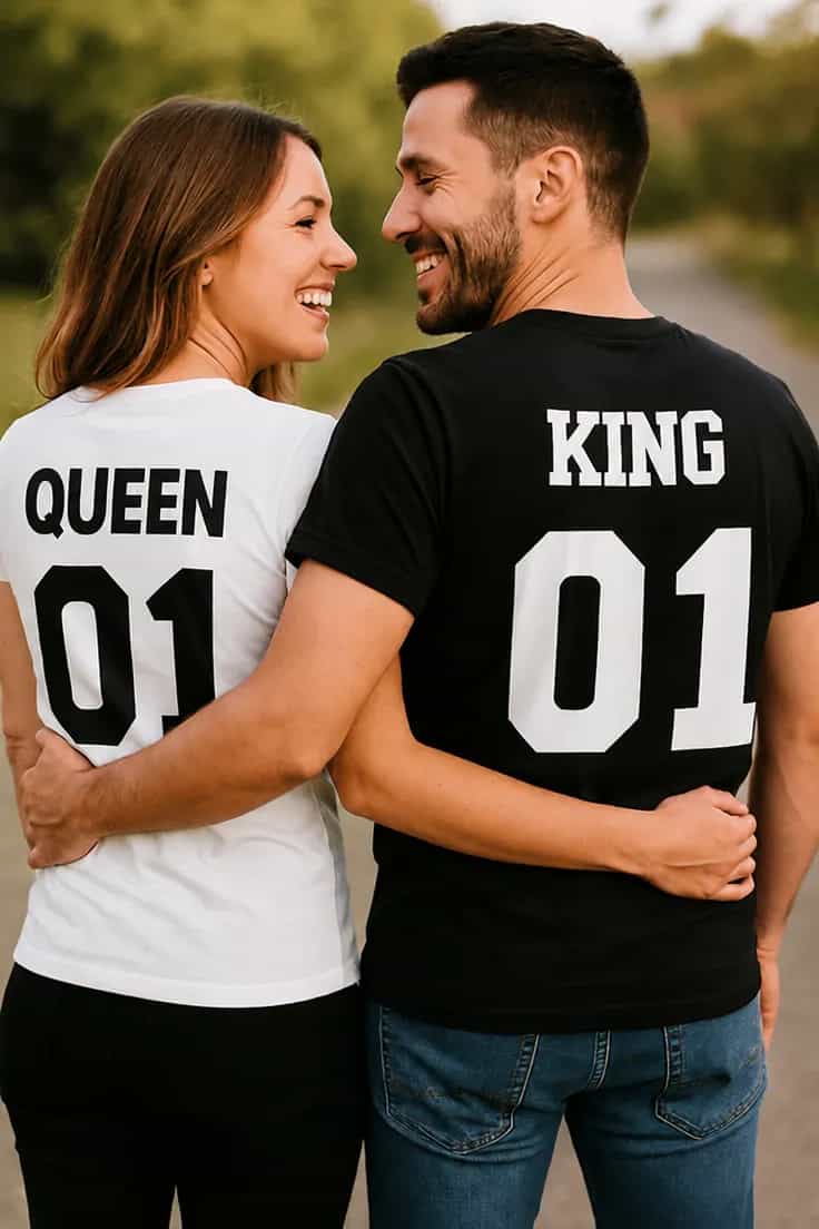 Camiseta divertida pareja king queen QUEEN KING 01 01