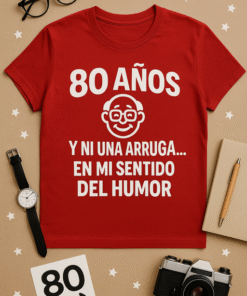 Camiseta 80 años: ni una arruga en mi sentido del humor