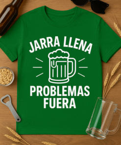 Camiseta Jarra llena, problemas fuera