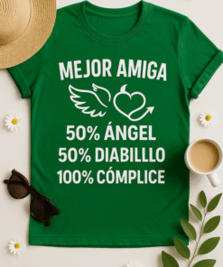 Camiseta Mejor Amiga: 50% ángel, 50% diablillo, 100% cómplice