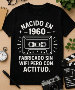 Camiseta Nacido en [AÑO], fabricado sin WiFi pero con actitud