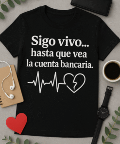 Camiseta unisex Sigo vivo... hasta que vea la cuenta bancaria 💔