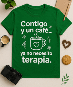Camiseta Contigo y un café… ya no necesito terapia
