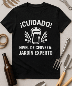 Camiseta ¡Cuidado! Nivel de cerveza: Jardín experto