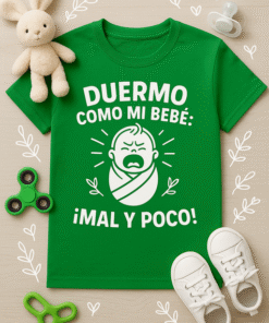 Camiseta Duermo como mi bebé: Mal y poco (Unisex)