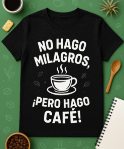 Camiseta No hago milagros, pero hago café