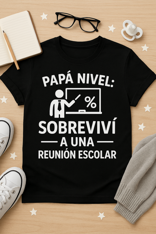 Camiseta Papá Nivel: Sobreviví a una Reunión Escolar