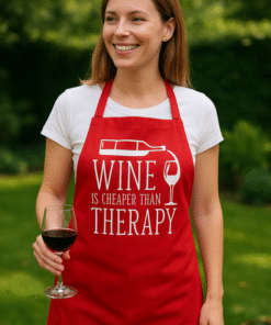 WINE IS CHEAPER THAN THERAPY - Delantal