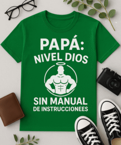 Camiseta Papá: Nivel Dios, sin manual de instrucciones