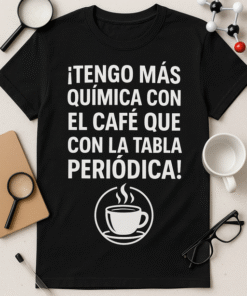 Camiseta unisex: ¡Tengo más química con el café que con la tabla periódica!