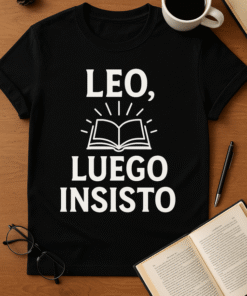 Camiseta Leo, luego insisto – Humor lector para mentes inquietas