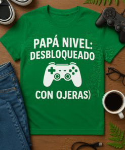 Camiseta Papá nivel: desbloqueado (con ojeras)