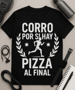 Camiseta unisex Corro por si hay pizza al final