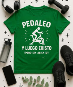 Camiseta unisex Pedaleo y luego existo (pero sin aliento)