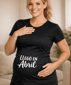 Camiseta premamá “Llego en abril”