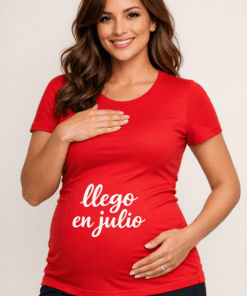 Camiseta premamá “Llego en julio”