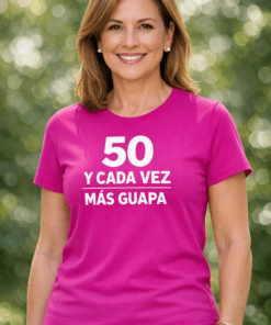 Camiseta divertida 50 y cada vez más guapa