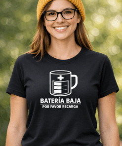 Camiseta divertida «Batería baja, por favor recarga»