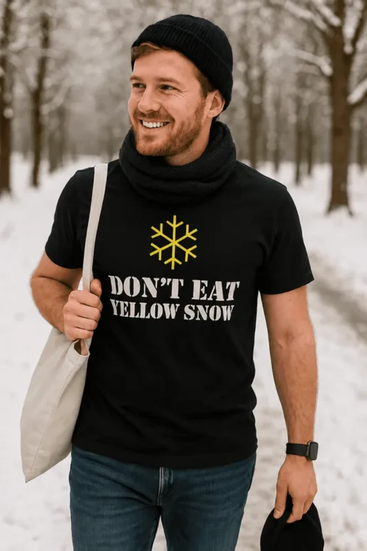 Camiseta divertida Nieve amarilla como regalo de cumpleaños para amante del humor absurdo