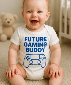 Body de bebé futuro compañero gamer con el texto FUTURE GAMING BUDDY