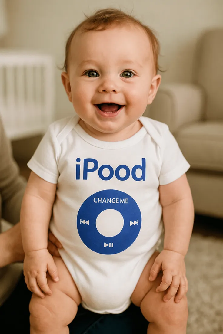 Body de bebé iPood con diseño divertido y el texto iPood KA CHANGE ME K IK