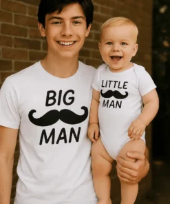 Body de bebé Papá y bebé a juego con diseño BIG MAN LITTLE MAN