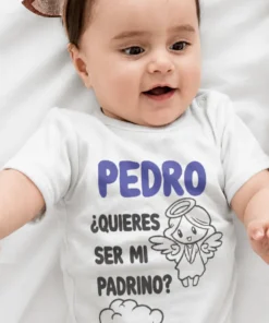 Body de bebé para pedir padrino con nombre personalizado PEDRO ¿QUIERES SER MI PADRINO?