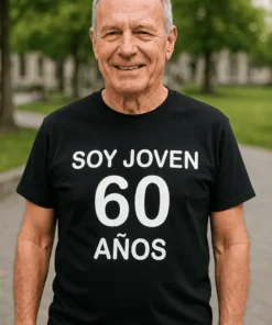 Camiseta divertida 60 años joven para regalo de cumpleaños 60 con mensaje SOY JOVEN 60 AÑOS