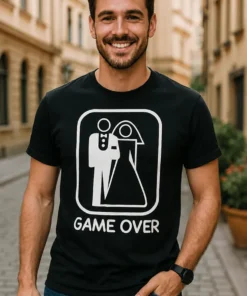 Camiseta divertida Game over como regalo de cumpleaños para amante del humor gamer