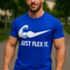 Camiseta divertida Just flex it. con diseño humorístico y texto JUST FLEX IT.