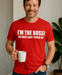 Camiseta divertida mando con permiso para regalo cumpleaños con frase de humor de pareja