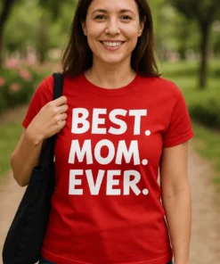 Camiseta divertida Mejor mamá del mundo con el texto BEST. MOM. EVER. estampado