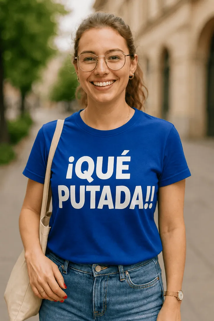 Camiseta divertida Qué putada con el texto ¡QUÉ PUTADA!! estampado